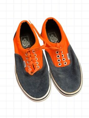 Vans Men's Orange and Black Low-Top Canvas Sneakers